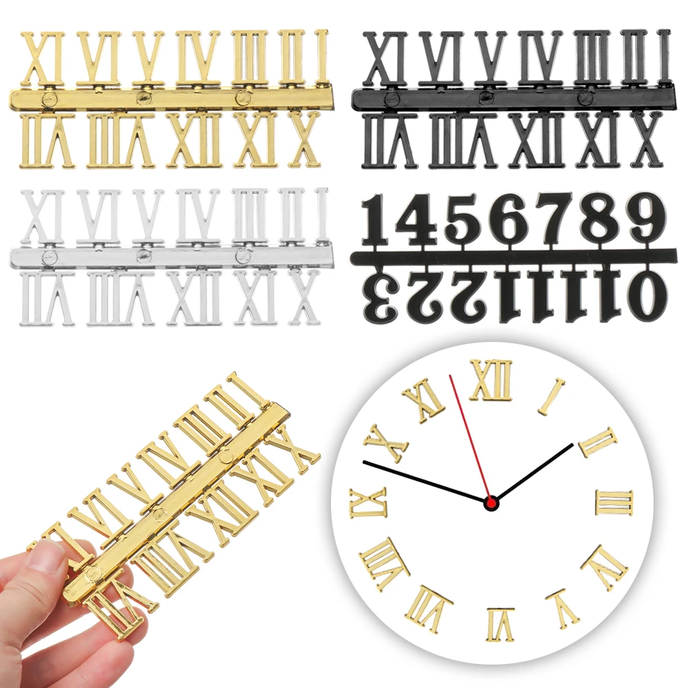1Set 0-12 Arabic Number Plastic Replacement Gadget Silver Gold Digital Clock Numerals Parts Clock Repair Bell DIY Accessory clock parts