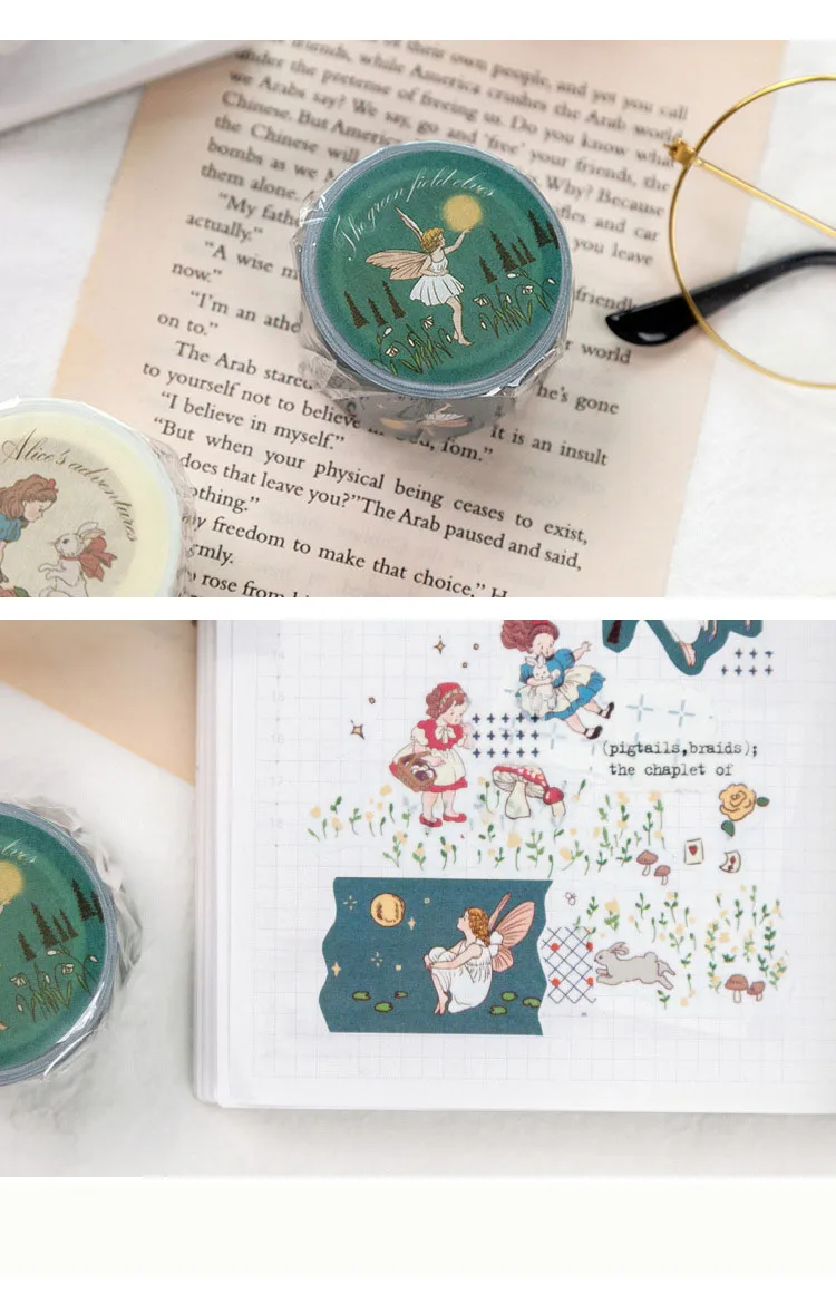 WOKO 25mm/30mm Dream Fairy Tale Diary Washi Tape Cute Shepherd Girl/Alice/Magic Rabbit/Forest Elf Masking Tape DIY Scrapbooking