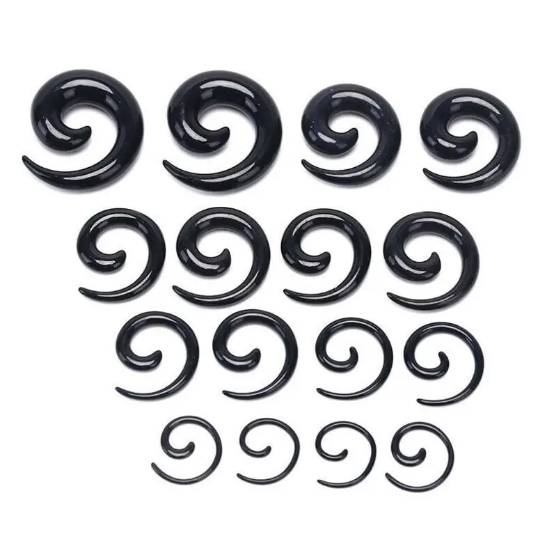 Black 16Pcs 16 шт./компл. черного цвета в стиле панк акриловые спиральные затычка для ушей растяжения с коническим отверстием производства из акрила поддельный расширитель Носилки Туннель доску для серфинга - Окраска металла: Black 16Pcs