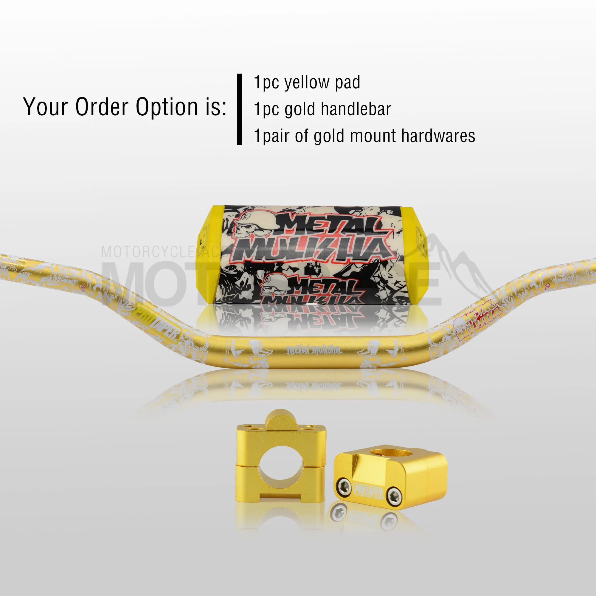 Gold Combo3 Руль для Pro Taper Pack Bar 1-1/" Mulisha ручка бар колодки Захваты Pit Pro Гонки Грязь велосипед ямы мотоцикл с адаптер cnc - Цвет: Gold Combo3