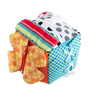 

Multi-Functional Daily Life Simulation Plush Fabric Building Blocks Infant Zipper Shoe Lace Cognitive Toy