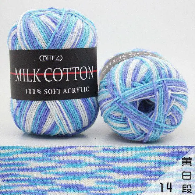 2Pcs/lot 3 strands of milk cotton yarn wool Three strands dyed multi-colored jacquard tabs rough baby hat scarf coat line FZ376 - Цвет: 14
