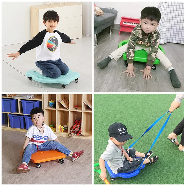 Juguetes de integración sensorial Montessori para niños, patinete silencioso de cuatro ruedas, entrenamiento de equilibrio, deportes al aire libre, ayuda para enseñanza, juguetes sensoriales 3