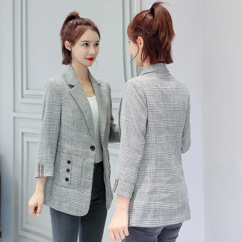 

Photo Shoot Short Plaid Coat Women's 2019 Autumn Clothing New Style Tops Spring And Autumn Korean-style Elegant Versatile Small