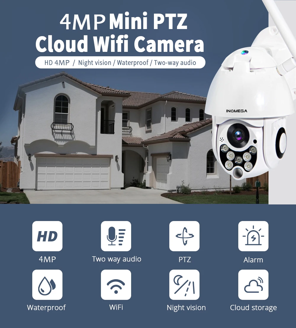 Облачная 4MP PTZ ip-камера, скоростная купольная WiFi Беспроводная сетевая камера видеонаблюдения, водонепроницаемая камера для наружного наблюдения
