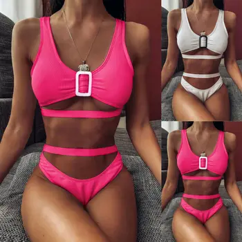 

Women Sexy Brazilian Bikini Set Bathing Suit Swimwear Push Up Bra+V Thong