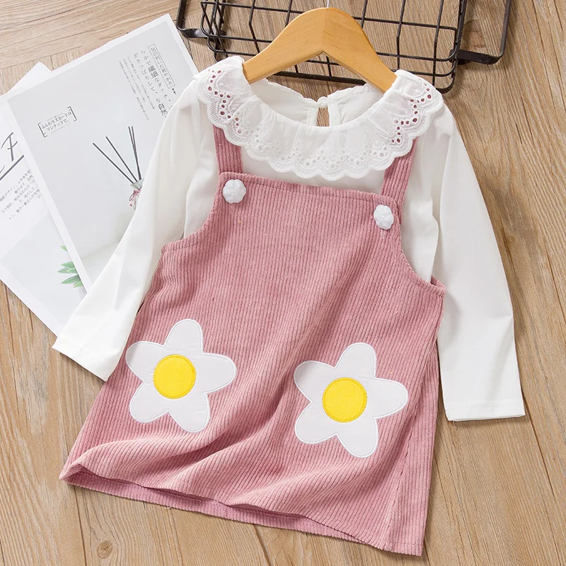 Menoea/платье для маленьких девочек осенний костюм с футболкой комплект одежды для младенцев из 2 предметов платье для новорожденных Новое милое платье с жирафом для девочек - Color: AZ2266 Pink