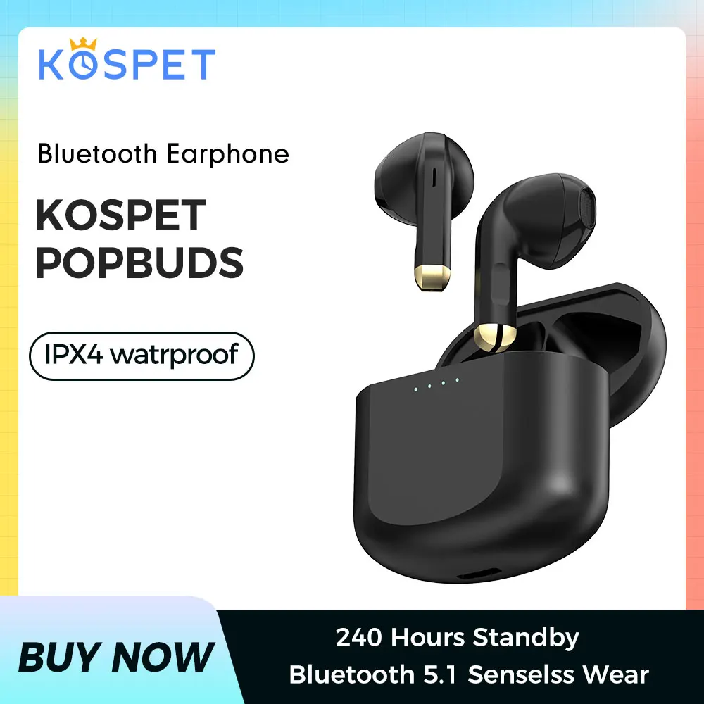 earbuds KOSPET PopBuds Bluetooth Headphone 5.1 Wireless Headset Sports Earpieces Waterproof Headsets With Micr | Электроника