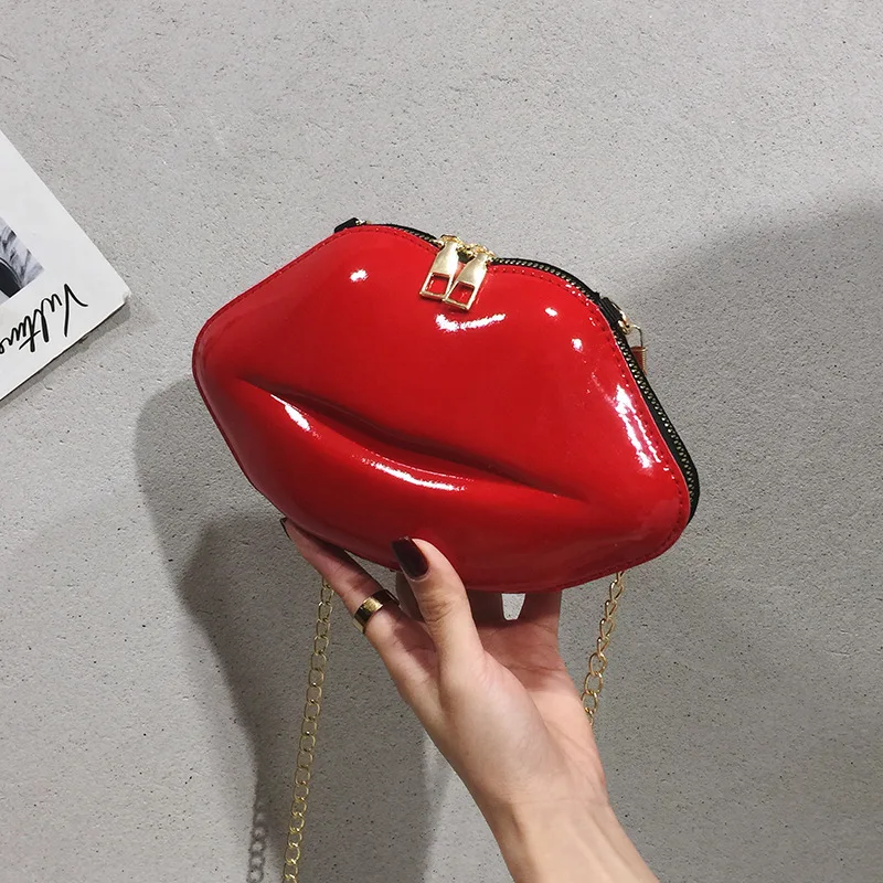 Womens Bag Messenger-Bag Lip-Shape Clutch Fashion Trendy Designer Mini New Luxury Zipper