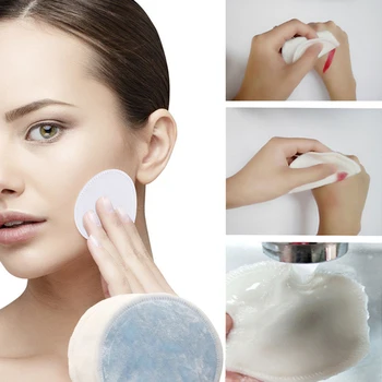 

4 colors Double Layer Washable Cosmetic Cotton Clean Eye Nail Tools Reusable Skin Cleaning Remover Pads Facial Care Make Up Puff