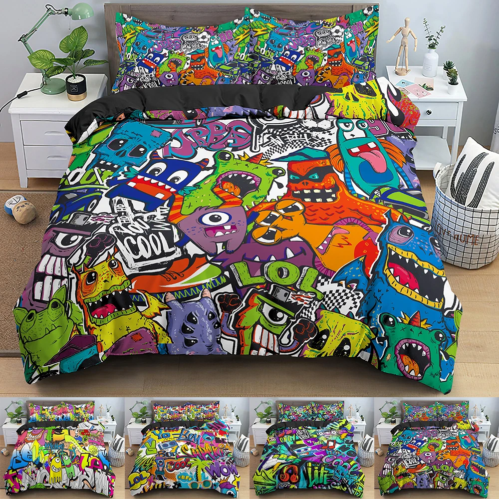 

Bed Cover Set Bedding Sets Duvet Hip-hop Graffiti 3D Duvet Cover Bed Bed Set Duvet 3d Bedding Set Bedding Sets Duvet Cover Home