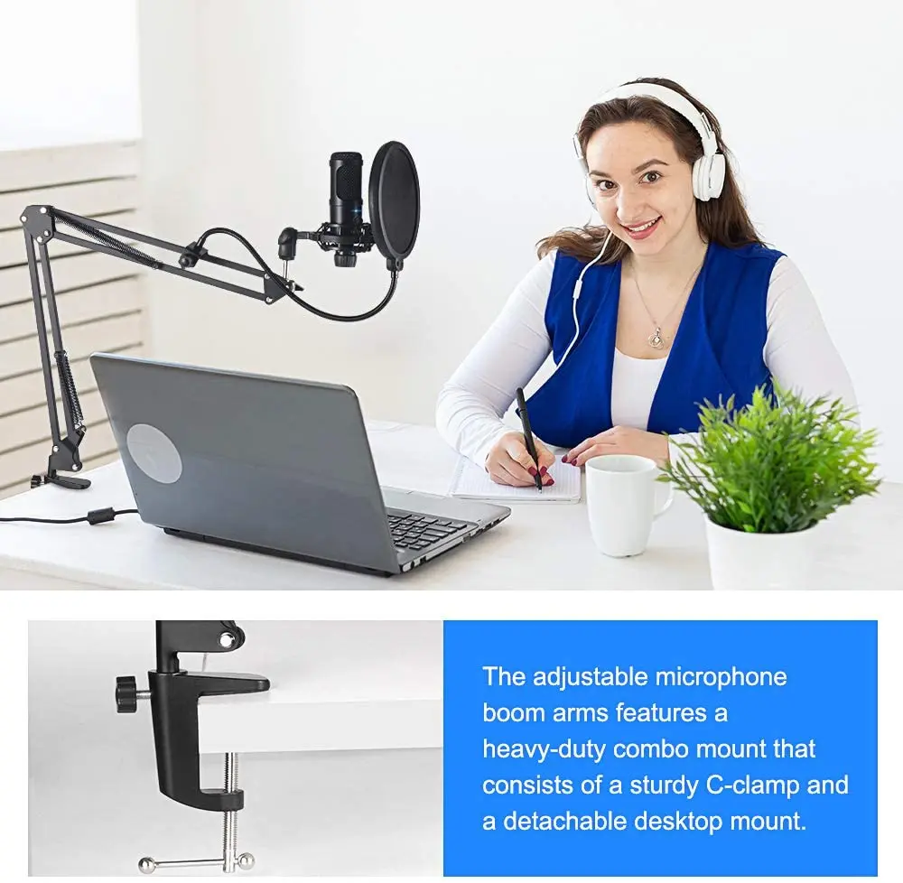 Professional USB Condenser Microphone Kit With for Computer PC Studio Streaming Vocals YouTube Video Gaming Mikrofo/Microfon
