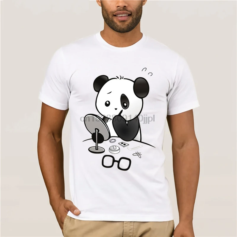 2019 Summer Women Tshirts Panda Put on Makeup Fashion Female T Shirt 100% Cotton O Neck |