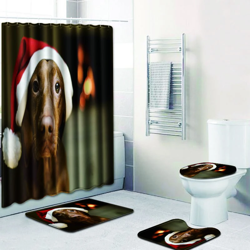 Zeegle собачья занавеска для душа s Набор ковриков для ванной из полиэстера Водонепроницаемая занавеска для ванной комнаты Противоскользящий декоративный коврик для ванной туалет стойка для тряпок