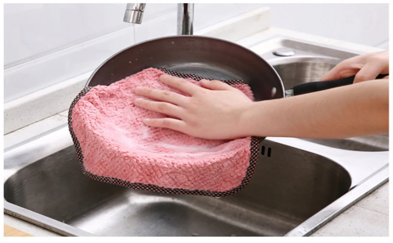 Высокое качество креативные милые кухонные принадлежности Чистящая прокладка утолщенная ткань для посуды многоразовая Коралловая бархатная подвесная ткань для чистки