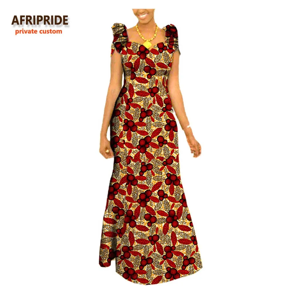 Осенняя африканская одежда длинные макси платья для женщин короткий рукав Анкара ткань dashi принт платье размера плюс наряд A722583 - Цвет: 543