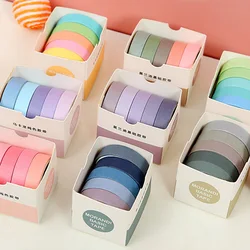 Bande adhésive pour Scrapbooking, 2 pièces, 5 rouleaux/boîte, ruban Washi, couleur unie, décoratif, mignon, compte à main, fournitures de papeterie scolaires, DIY bricolage 