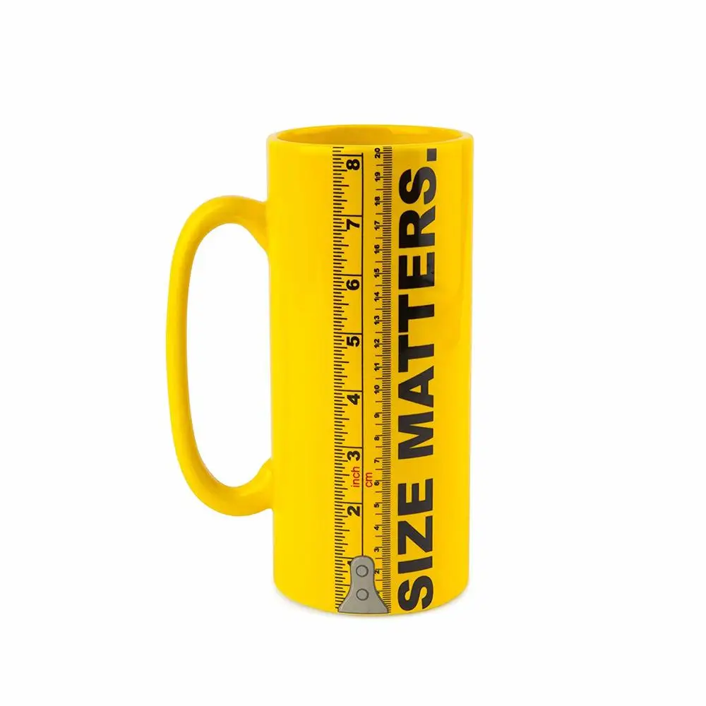 Кофейная кружка "размер имеет значение" пивная кружка керамическая линейка Высокая чашка вмещает 32 унции жидкости, желтый огромный керамический кляп для кофе