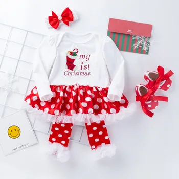 

2020 New Fashion Sweet Princess Suits Baby Girls Christmas Clothing Sets Newborn Party Costumes Infant Clothes Suit 2Pcs