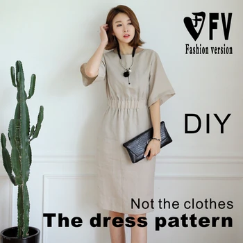 

Elastic elastic waist casual dress paper pattern clothing cutting drawing sewing drawing BLQ-295