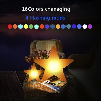 

Waterproof 16 Color LED Garden Glowing Star Shape Light USB Rechargeable Star Night Light Landscape Lawn Xmas Holiday Decor Lamp