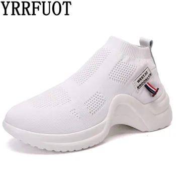 

2019 Female Sneakers Women Casual Shoes Slip-On Flyknit Light Weight Footwear Lady Shoes Feminino Chaussure