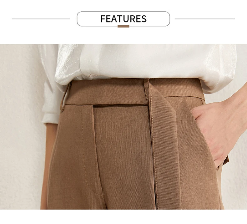 Amii Minimalism Autumn Womens Pants OLstyle Suit Pants Causal Solid High Waist Straight Women Trousers Female Pants 12030406