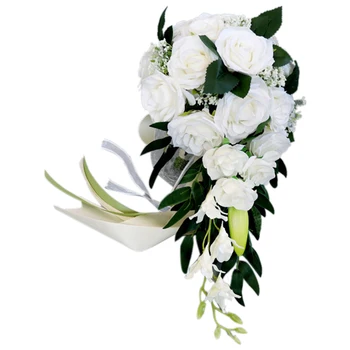 

Wedding Bride Bouquet Hand Tied Flower Decoration Holiday Party Supplies European Artificial Roses Wedding Flowers