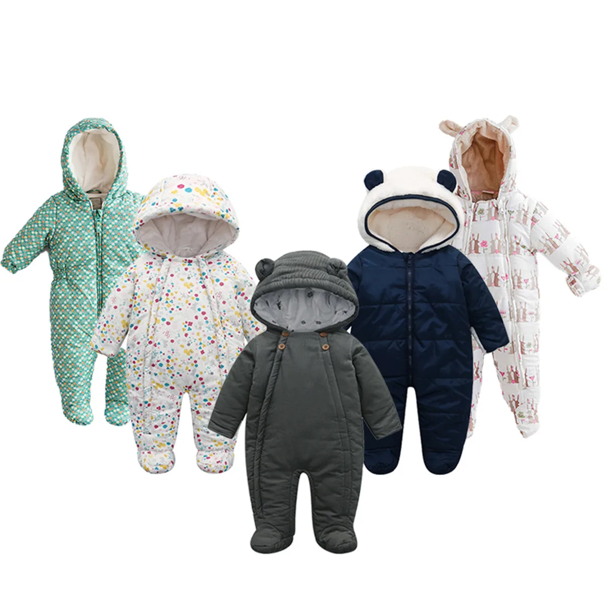 

Newborn Baby Girls Winter Coat Outwear Plus Velvet Thickening Soft Fleece Rompers Infant Jumpsuit Overalls For Kids Clothes