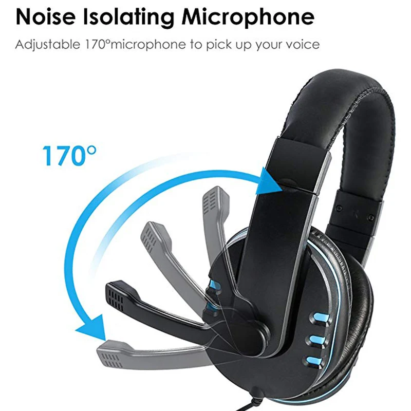 Stereo Gaming Headset for One PS4 3 5mm Wired Ovehead Gamer Headphone with Microphone Volume Control Game Earphone Wired Headset