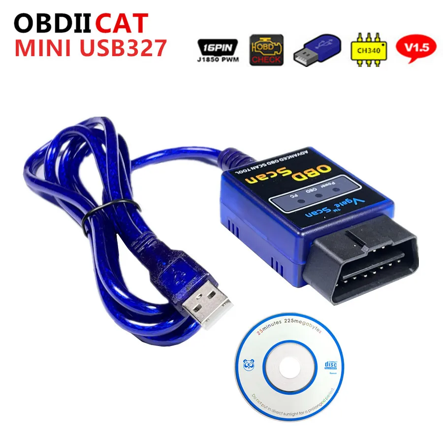 OBDIICAT MINI USB ELM327 V1.5 ODB2 OBD II Автомобильный сканер инструмент 2 диагностический elm 327