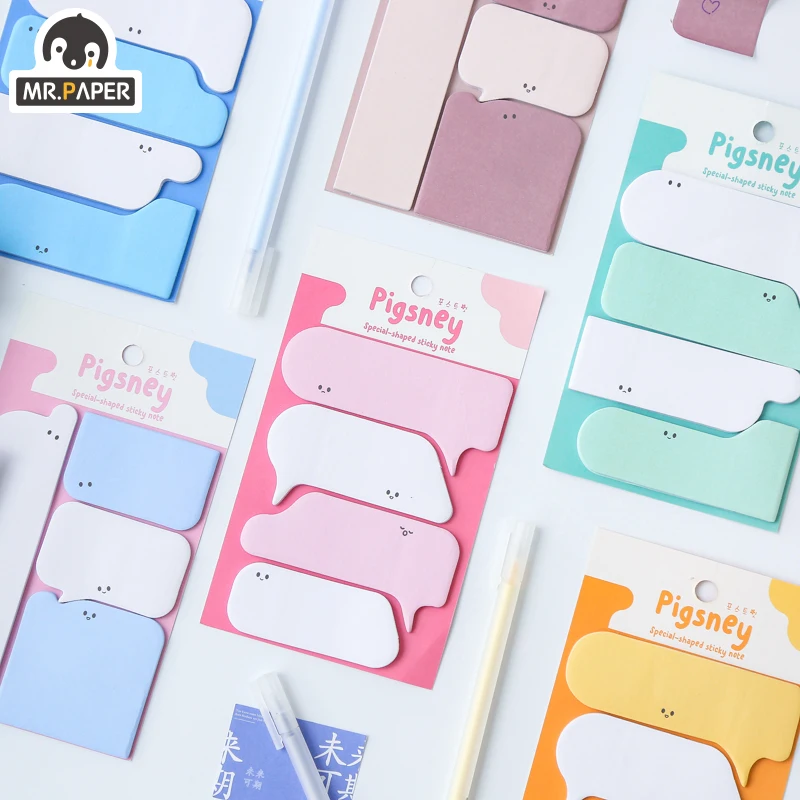 

Mr Paper 100pcs/lot Cute Kawaii Stationary Memo Pads Cartoon Style Self-Adhesive Decorative Office School Stationery Supplies