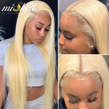 

Mishell 613 Blonde 13x4 Lace Front Human Hair Wigs for Women Full Hd Frontal Pre Plucked Glueless Transparent Honey Straight Wig