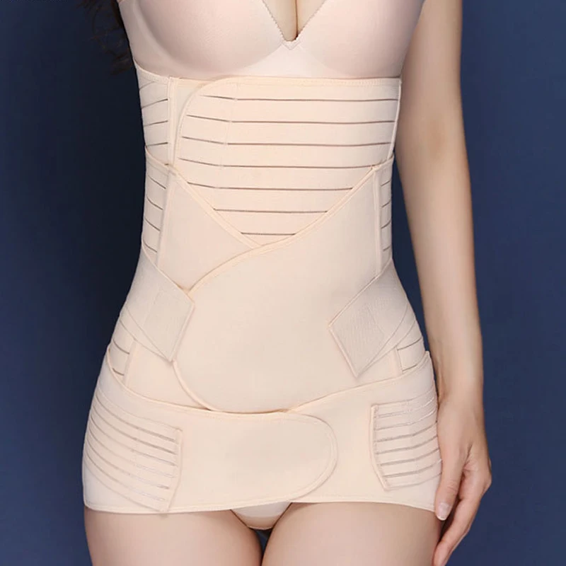 3 En 1 Récupération post-partum Enveloppement du ventre Taille / bassin  Ceinture C Section Body Shaper