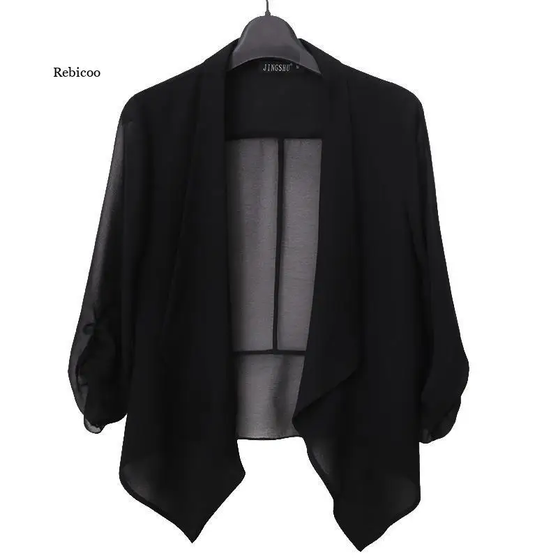 

Summer New Women'schiffon Cardigan All-Match Thin Short Jacket Tops Female Coat Shawl Sunscreen Clothing 5Xl