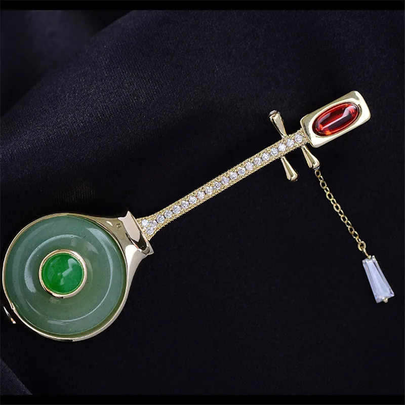 OKILY 2020 Trend Classical Musical Instruments Brooches for Women Zircon Pipa Brooch Pin Music Scarves Shawl Jewelry Accessorie | Украшения
