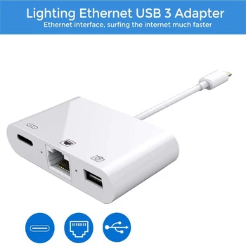 

3 in 1 Lightning to RJ45 Ethernet LAN Wired Network Adapter For iPhone X/XR/XS/8/7 iPhone iPad to USB Camera Adapter Kit hub usb