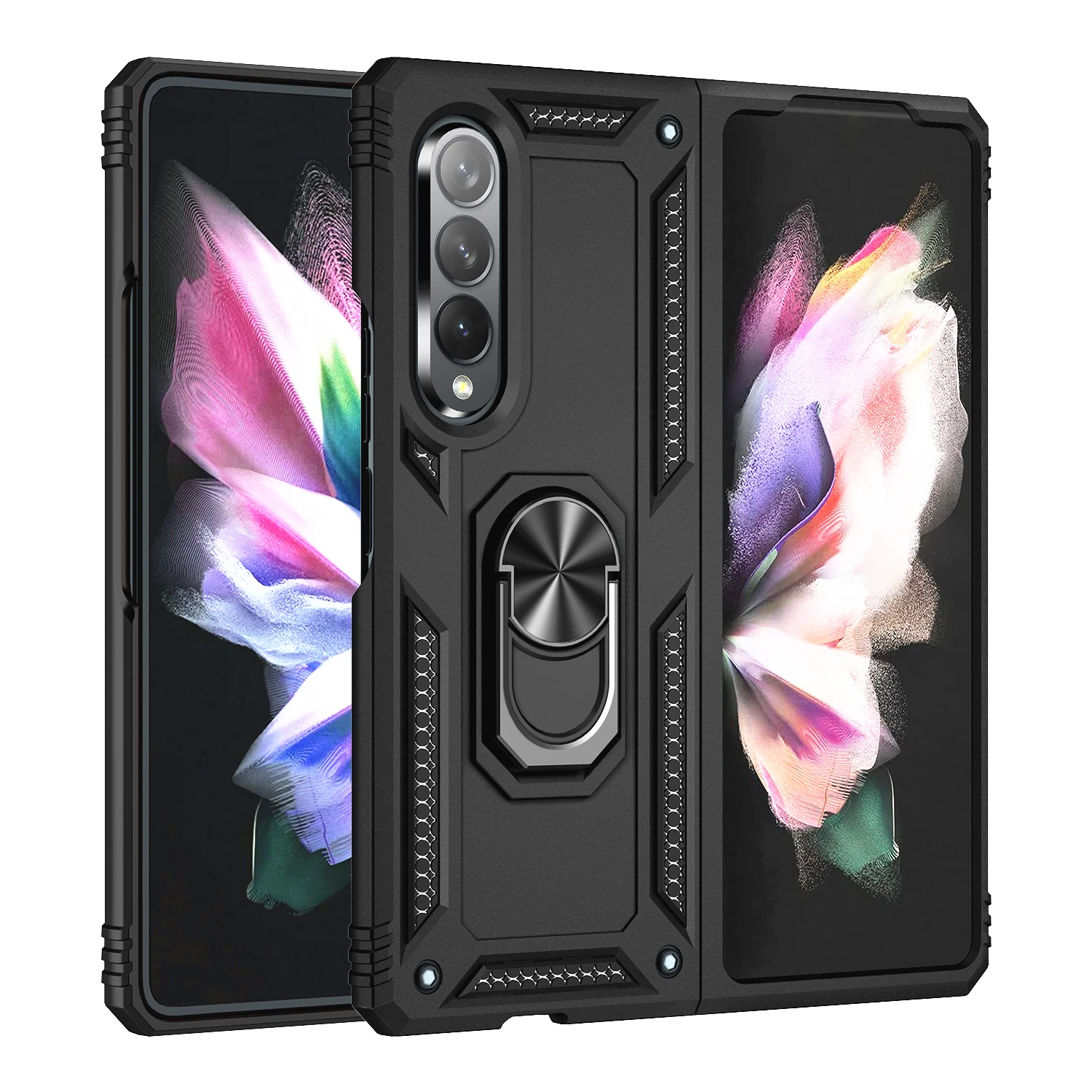 samsung silicone cover Shock Proof Stand Phone Case for Samsung Galaxy Z Fold 3 5G Fold3 Anti-Dust Protective Cover Funda Capa Coque cute phone cases for samsung  Cases For Samsung