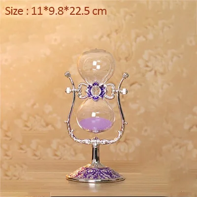 Purple-A-15Min Strongwell Европейская принцесса металлические песочные часы таймер Миниатюрный стол винтажные украшения дома аксессуары современные подарки на день рождения - Цвет: Purple-A-15Min