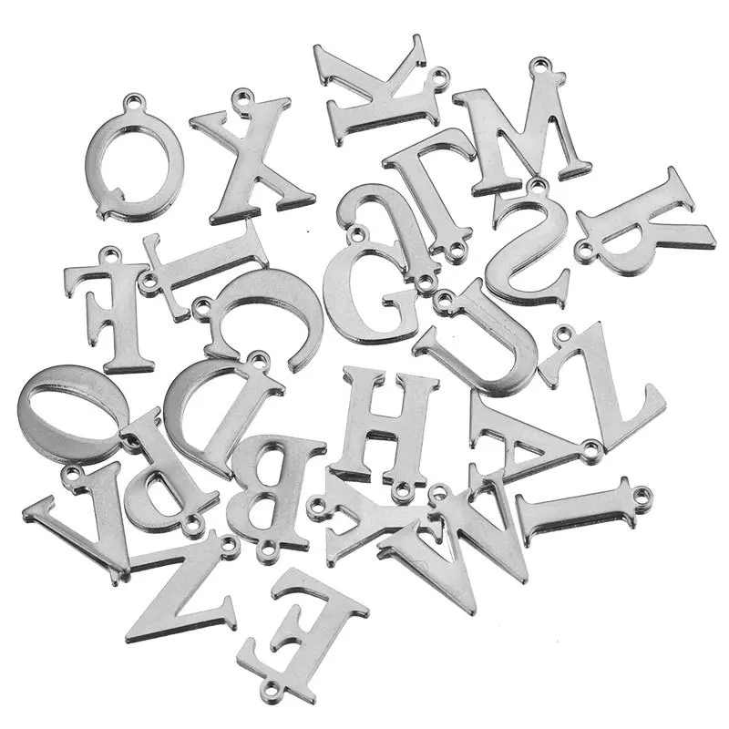 Breloques minuscules en acier inoxydable plaqué or, lettres initiales, alphabet, perles assorties, bracelet, collier, exécutif, 10 pièces