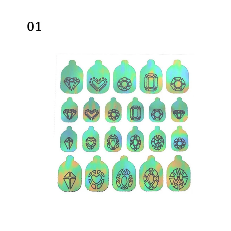 22 листа пламя Holo наклейки для ногтей винилы трафарет стикеры 3D на ногти Nail Art Наклейки маникюрные украшения