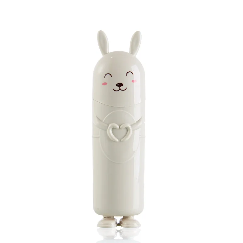 2 Pcs Portable Tooth Brush Container Toothbrush Storage Cute Rabbit Protect Organizer Travel Box Toothbrush Holder Eco-Friendly - Цвет: White
