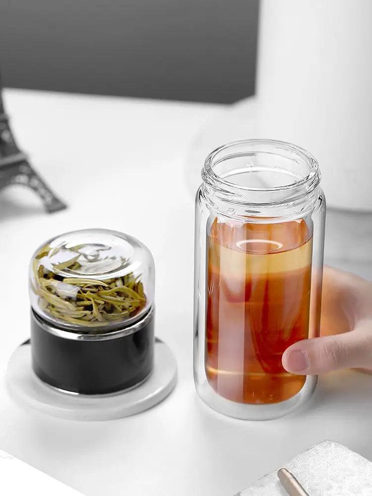 High Quality Glass CCup Portable Tea Water Bottle With Tea Filter Bottle Outdoor Sport Camping Drinkware Glass Cup Eco-Friendly