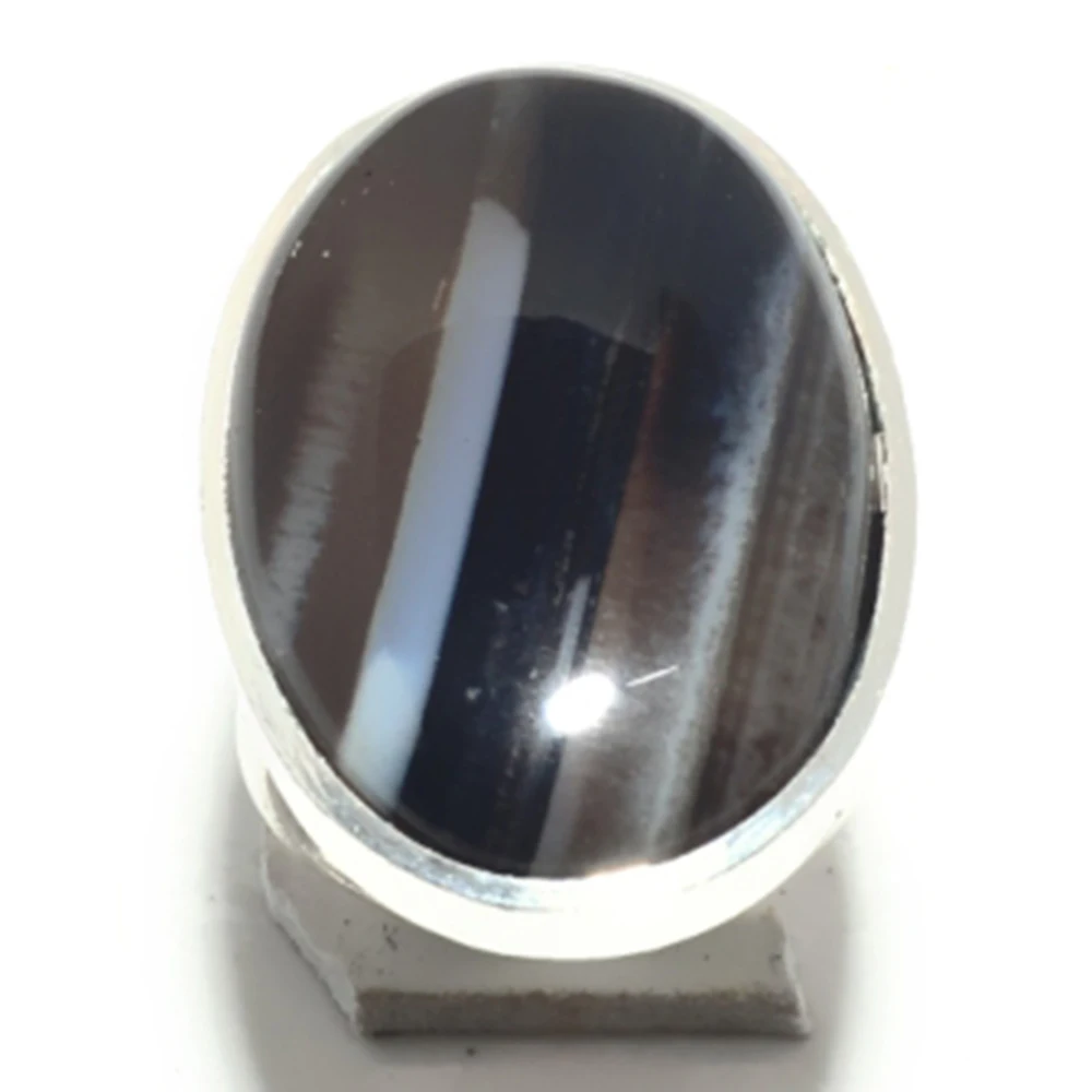 Женское серебряное кольцо из ботсванского агата покрытое медью ювелирное