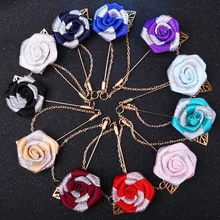 Японский Корейский Высший сорт-ручная работа ткань цветок корсаж А-линия брошь длинный булавка брошь корейский стиль женское украшение пальто