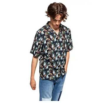 

Revolution Bird Print, Camisa para Hombre,Large,Brown