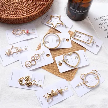 

Exquisite Versatile Alloy Geometric Hairpin Side Clip Love Five-pointed Star Hairpin Korean Fashion Women Hair Accessories
