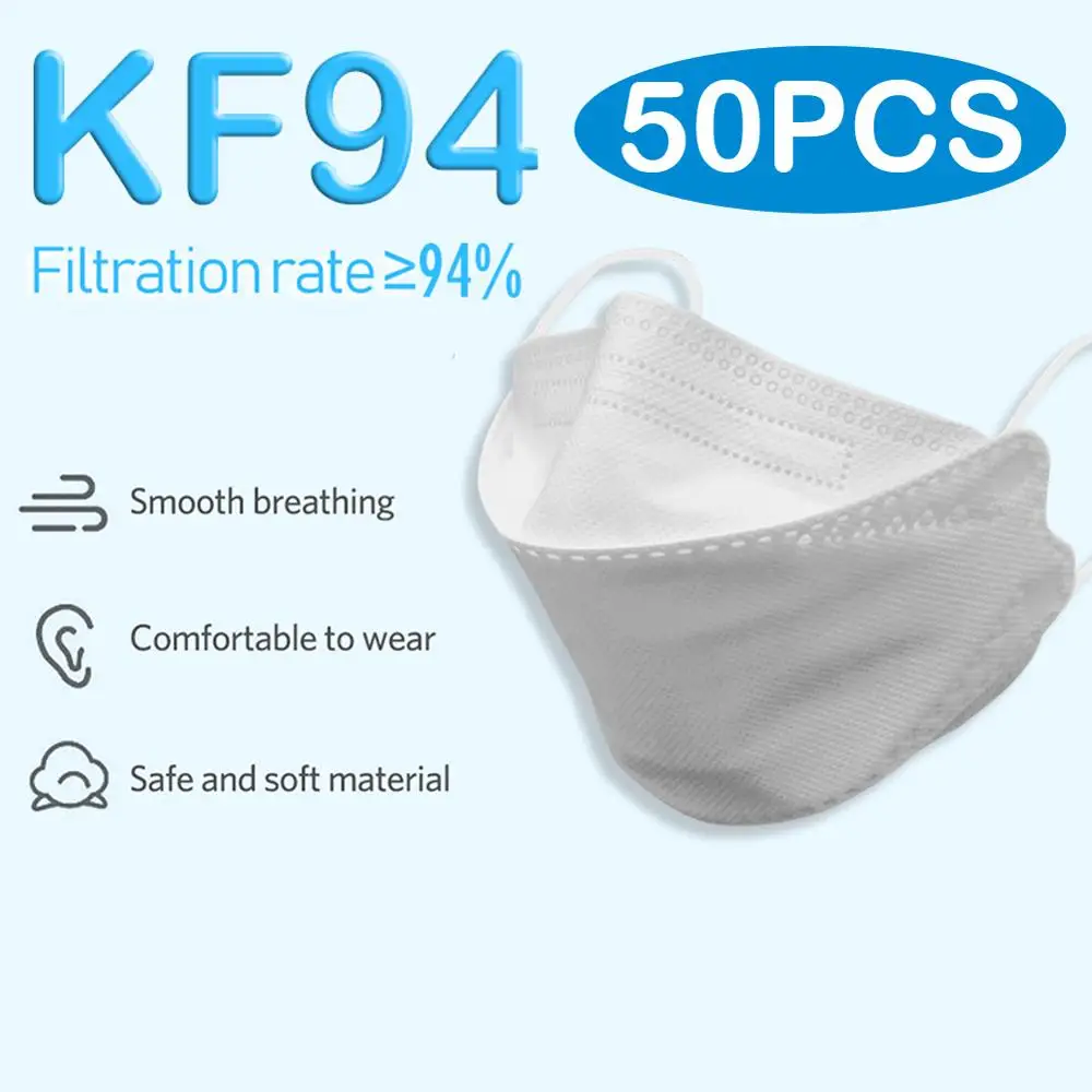

Breathable KF94 Masks 50pcs Non-woven Personal Protective Mouth Covers 4 Layers Disposable Respirator Splash-proof Mask Gas