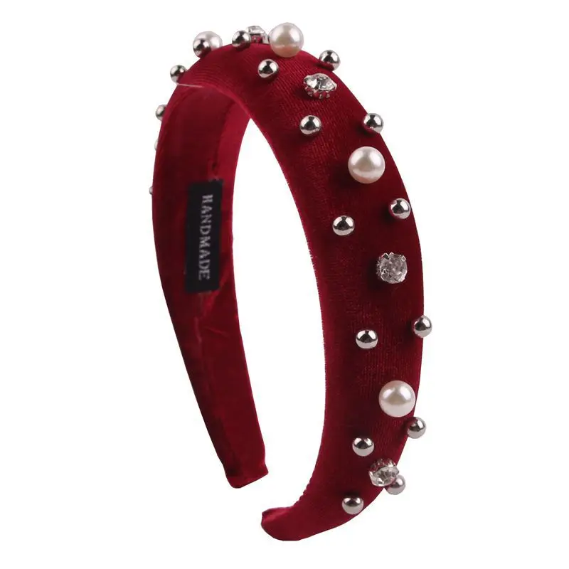 headband A8 Новинка, широкая повязка для волос, инкрустированная большим жемчугом, широкая, 1,2 дюймов, губчатая повязка на голову, вечерние, панк, женские повязки на голову, аксессуары для волос - Цвет: headband A8