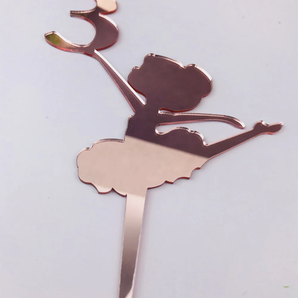 Personalized Happy Birthday mirror rose Cake Topper,Custom Ballet girl age Cake Topper,like to dance girl Birthday Party Decor  (4)